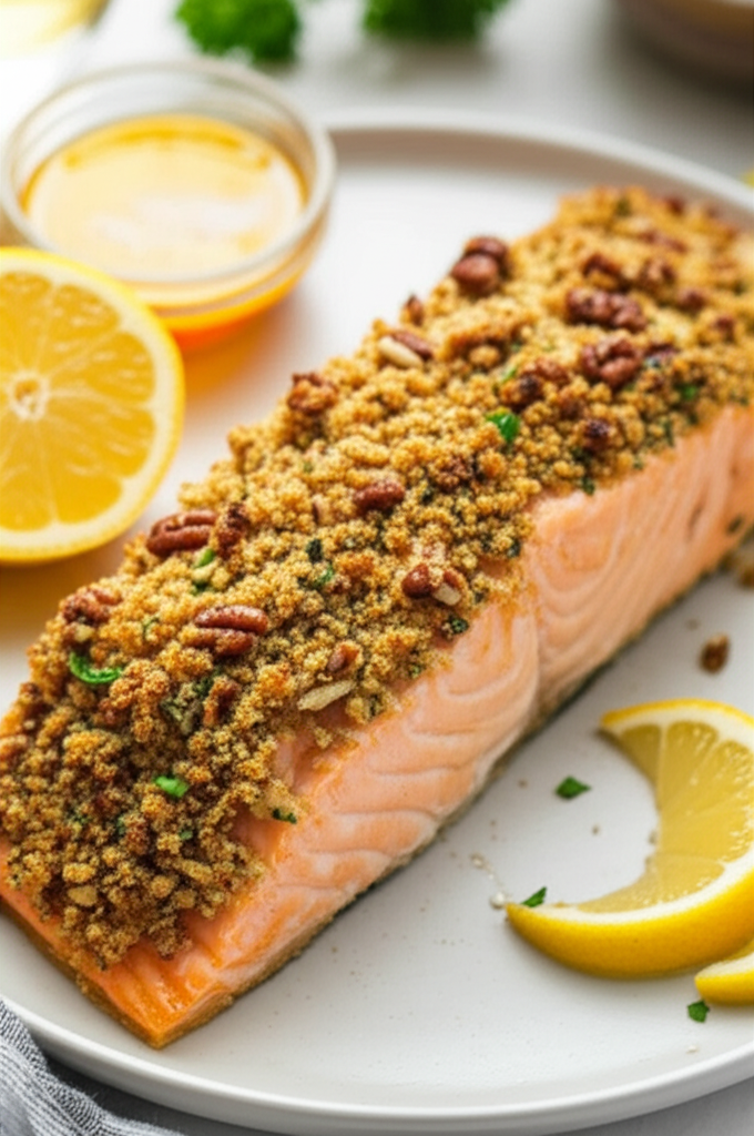 Alaska Salmon Bake With Pecan Crunch Coating image