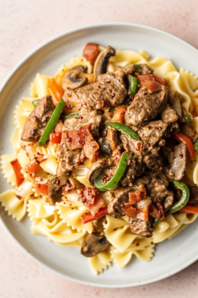 Alberta Beef Mushroom And Pepper Pasta image