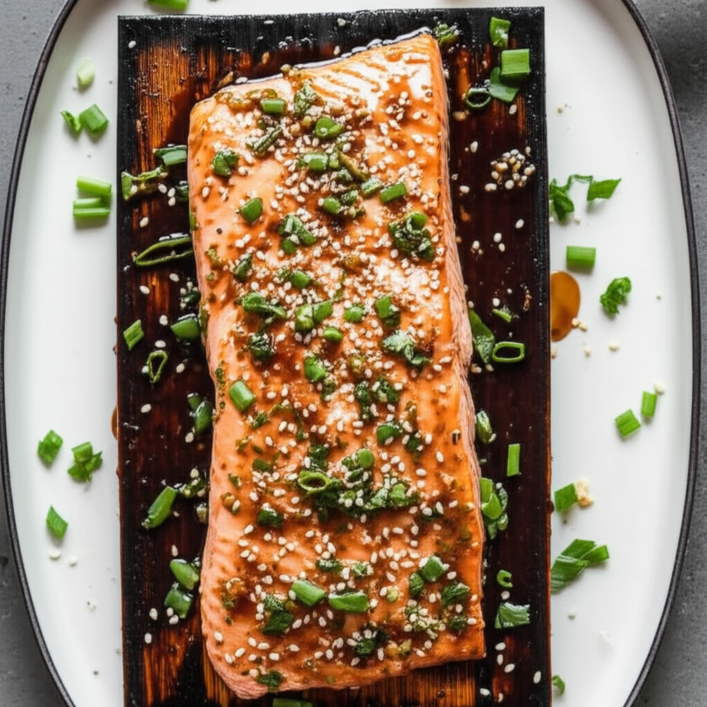 Alder Planked Salmon With Soy Ginger Marinade image