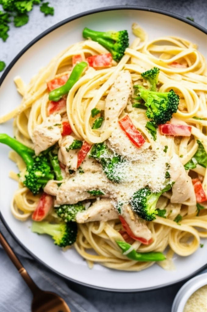 Alfredo Fettuccine With Chicken And Broccoli image