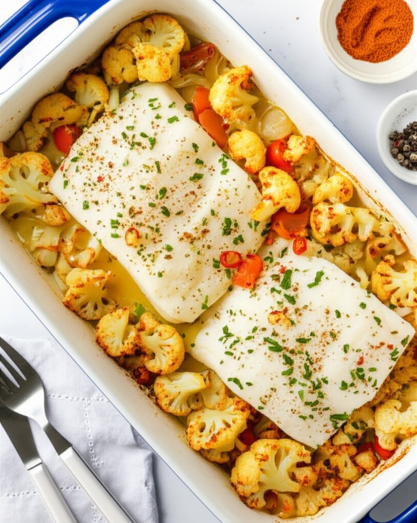 Algarve Oven Baked Codfish With Cauliflower Pescada Assada image