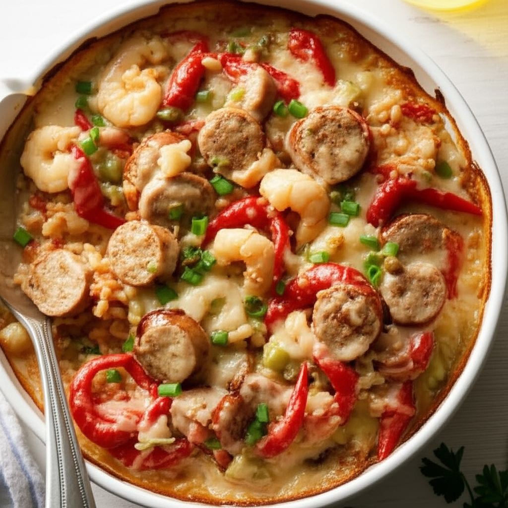 Alligator Sausage Crawfish Casserole image