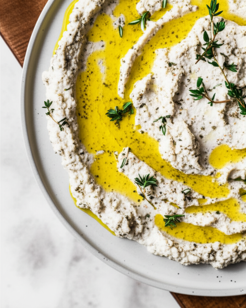 Almond Feta Cheese Spread With Herb Oil Vegan image