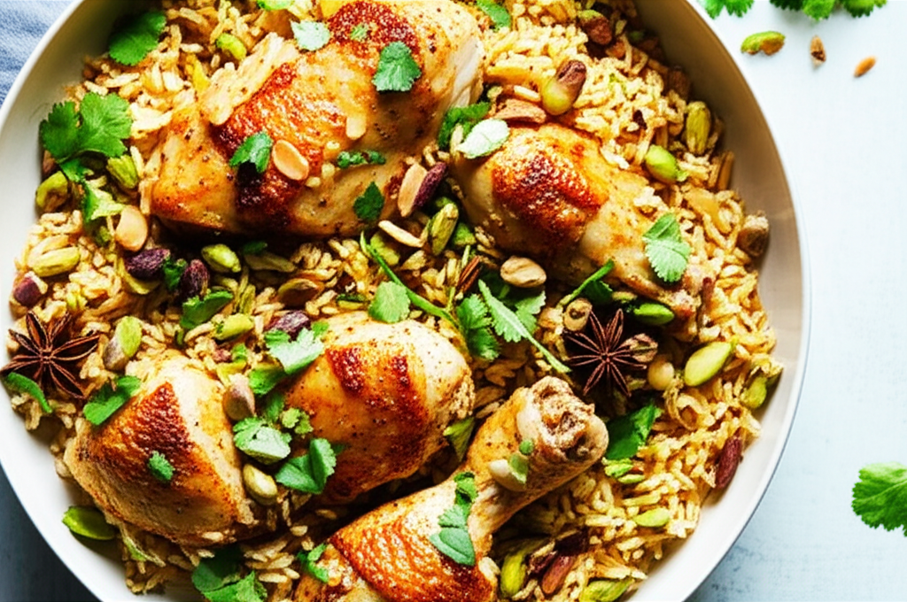 Almond And Pistachio Rice With Chicken image