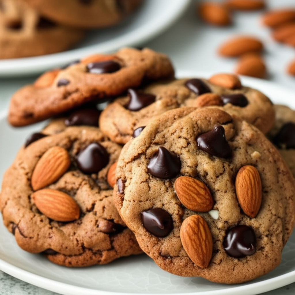 Almond Chocolate Chip Cookies No Baking Powder Soda image