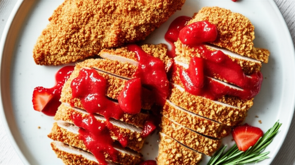 Almond Crusted Chicken With A Strawberry Balsamic Sauce image