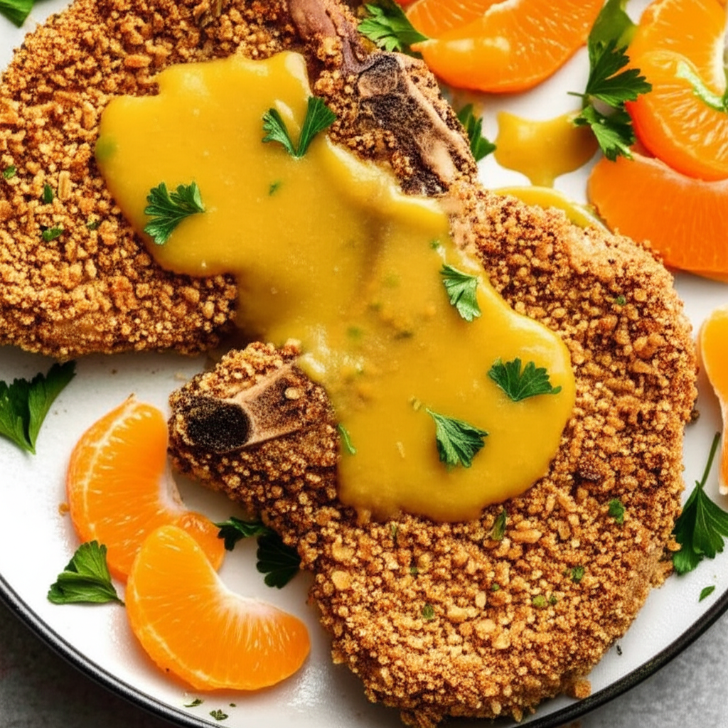 Almond Crusted Orange Mustard Pork Chops image