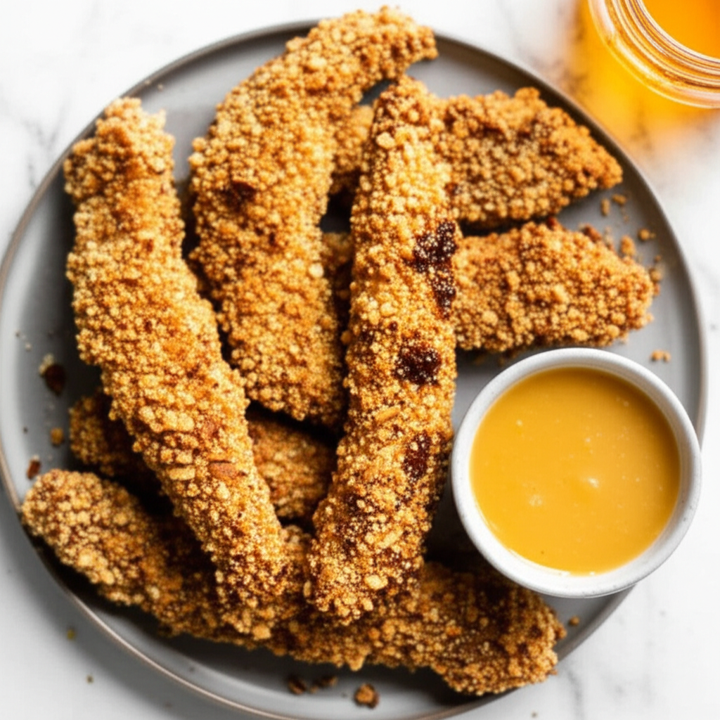 Almond Crusted Pork With Honey Dijon Dipping Sauce image