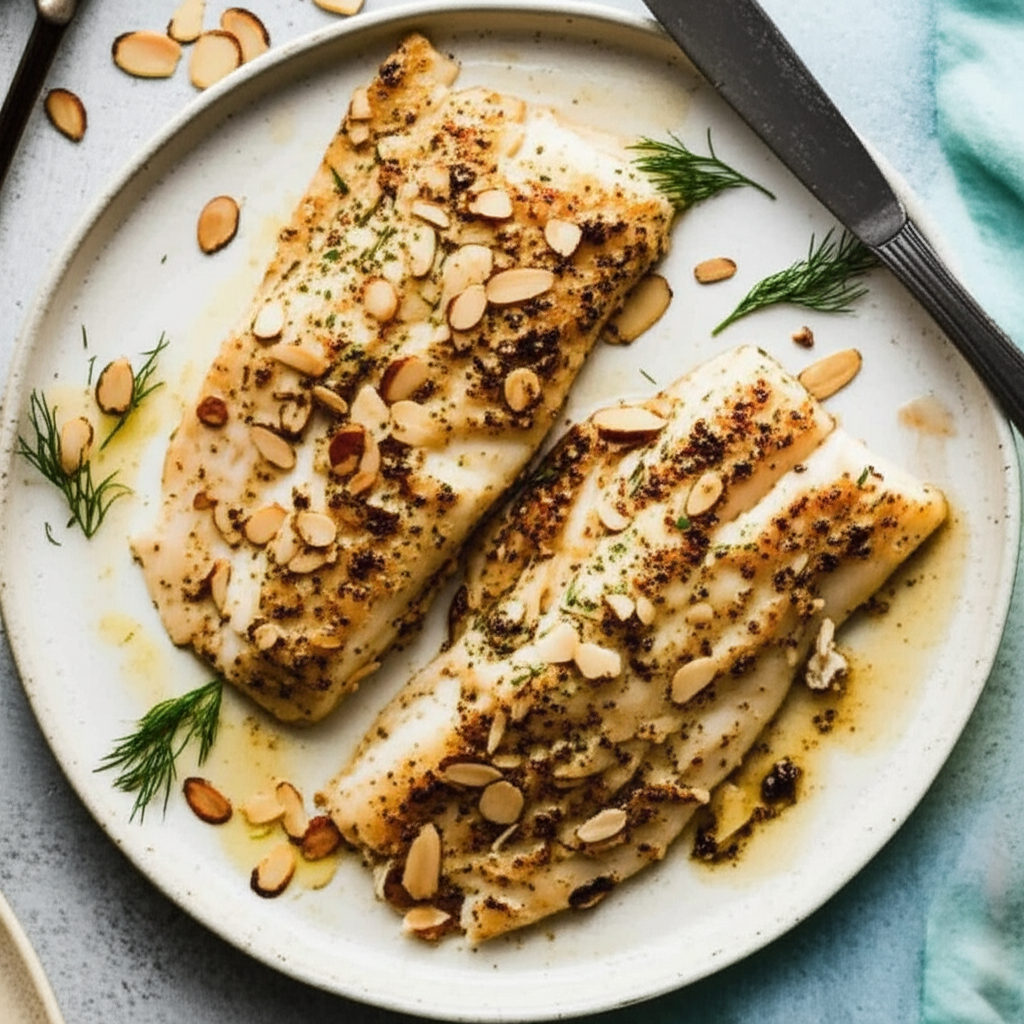 Almond Halibut Fillets You Can Also Use Sole Or Perch image