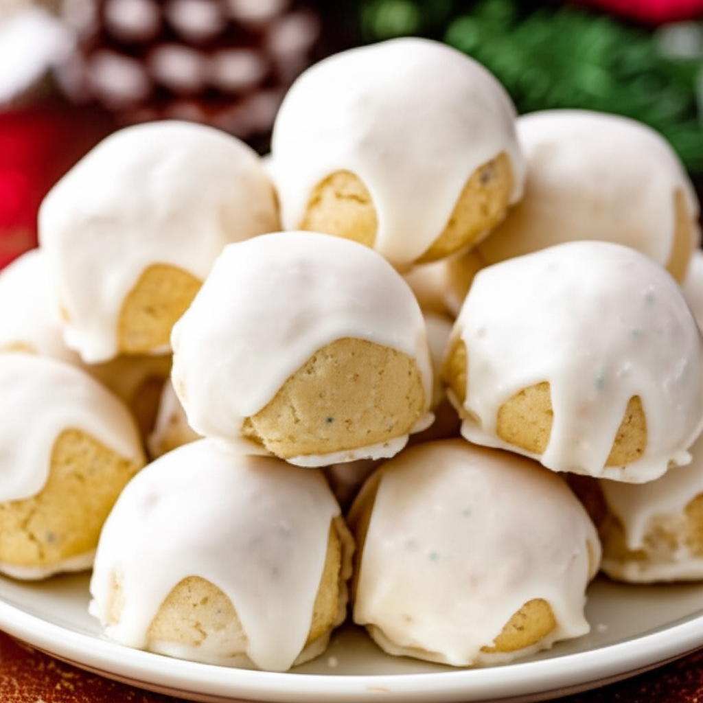Almond Iced Shortbread Balls Gluten Free image