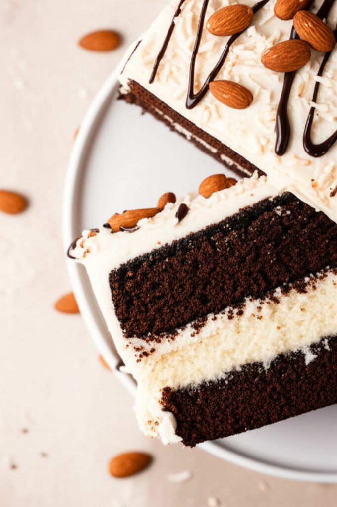 Almond Joy Cake With Creamy Coconut Butter Frosting image