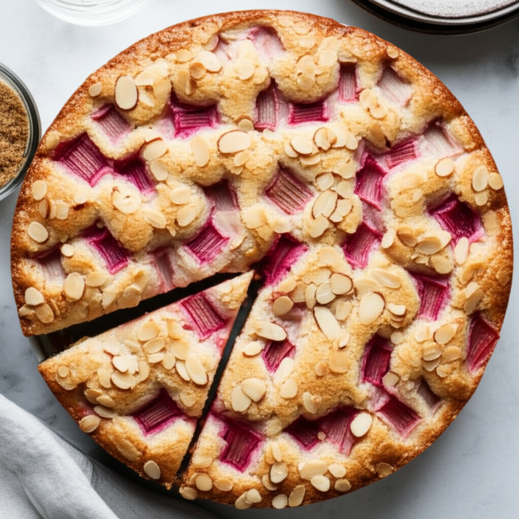 Almond Rhubarb Coffee Cake image