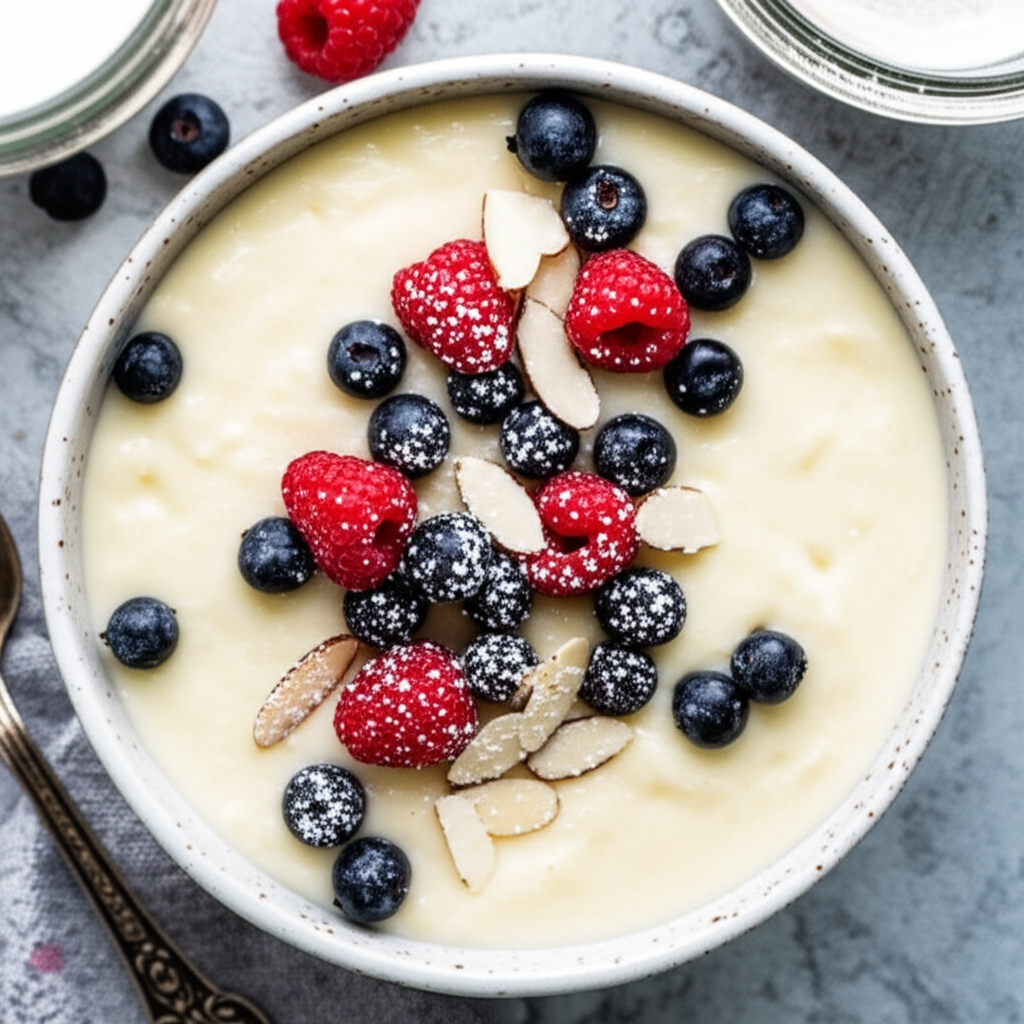 Almond Rice Custard With Berries image