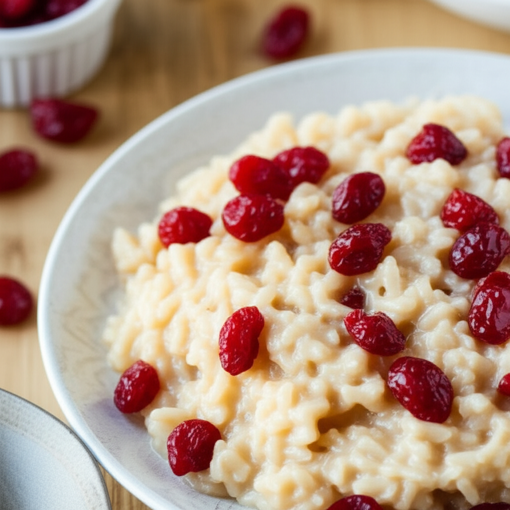 Almond Rice Pudding With Dried Cherries image
