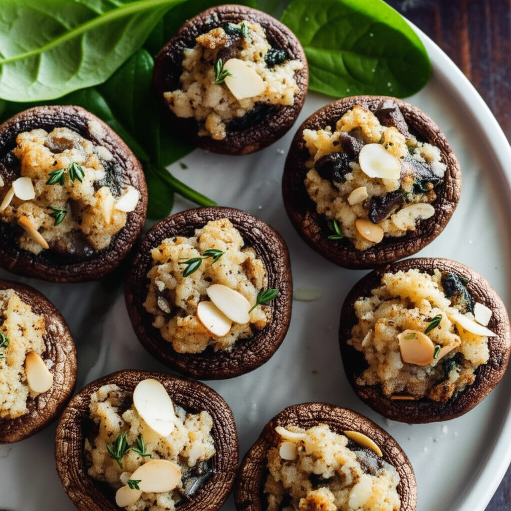 Almond Stuffed Mushrooms image