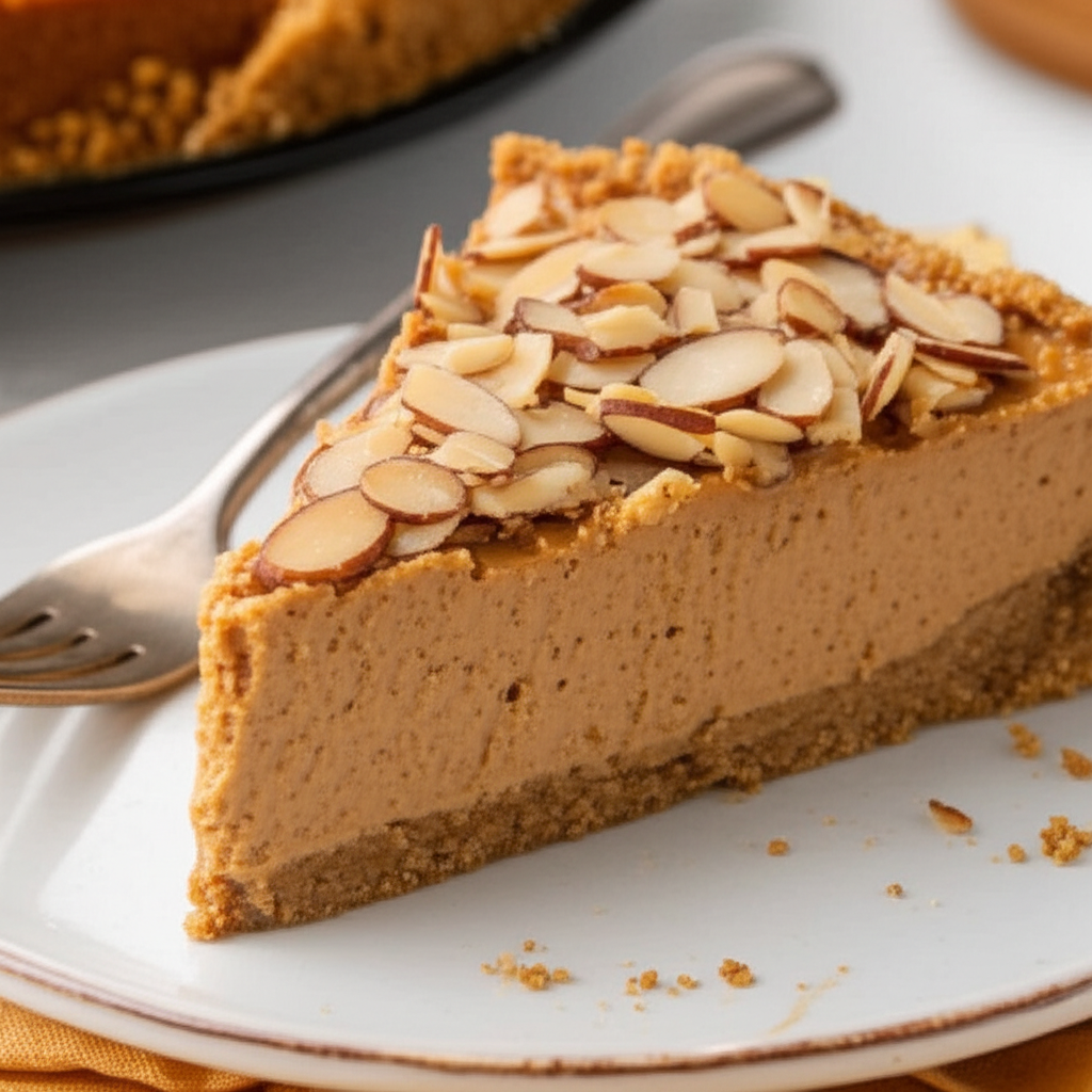 Almond Topped Pumpkin Cheesecake image