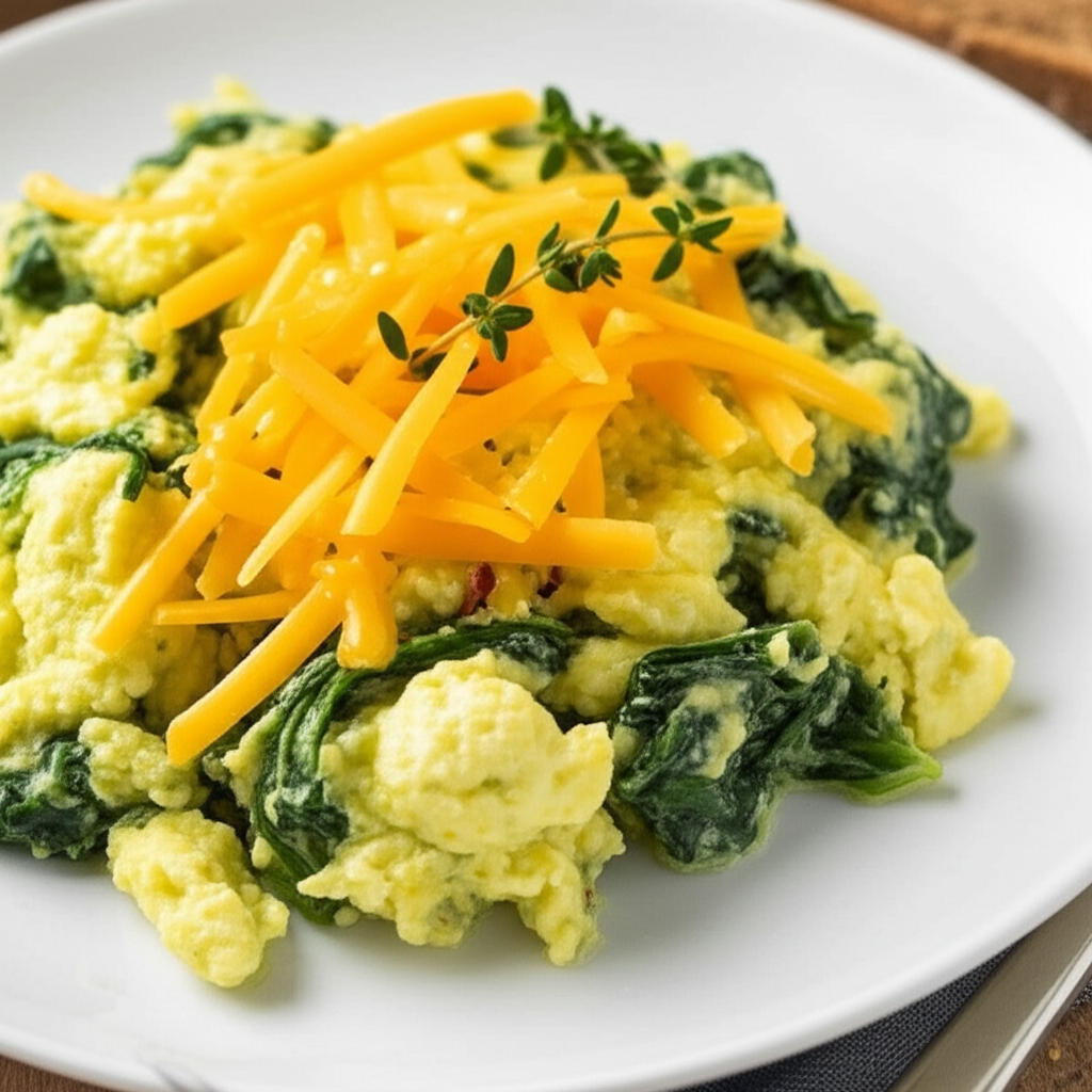 Almost Green Scrambled Eggs With Spinach image