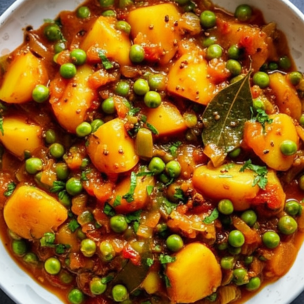 Aloo Matar Ki Sabzi Potato N Peas Curry image