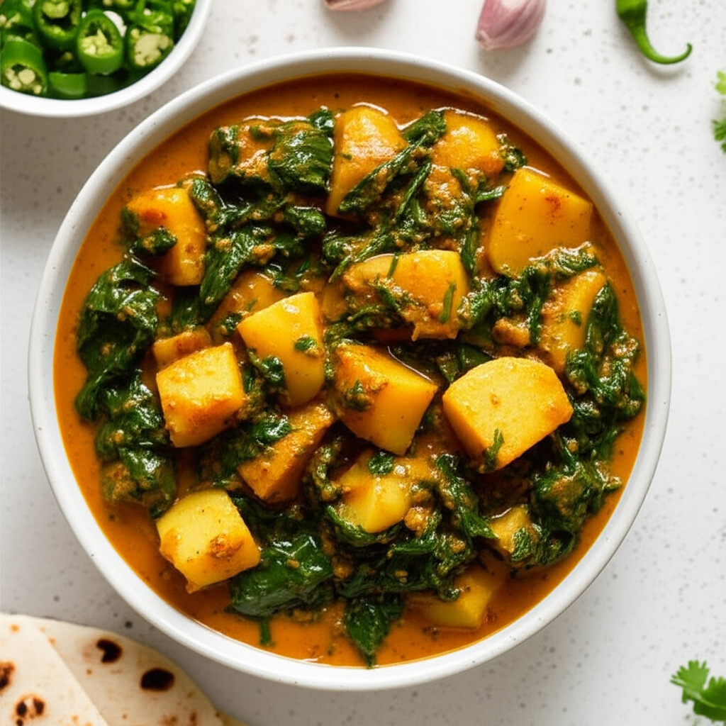 Aloo Palak Indian Potatoes Spinach image