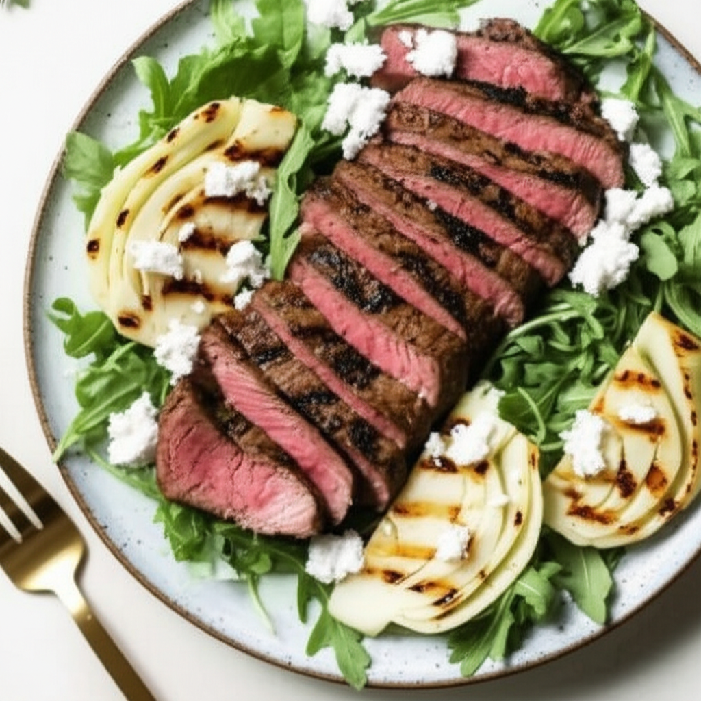 Alouette Crumbled Goat Cheese Ny Grilled Strip Steak Salad Of Gr image
