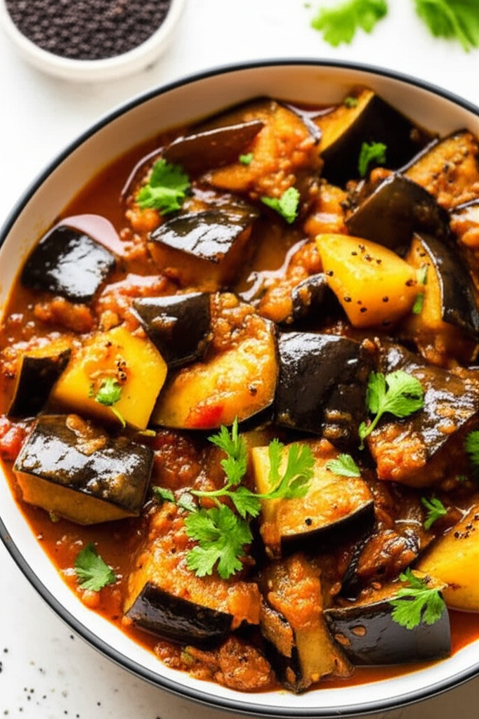 Alu Brinjal Simple Indian Dish image