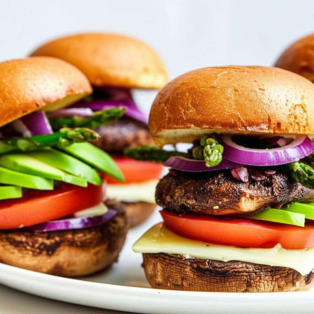 Amazing Baby Portobello Avocado And Aspargus Sliders image
