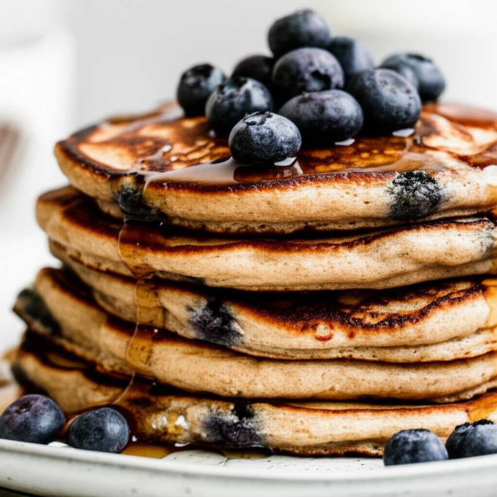 Amazing Light Whole Wheat Blueberry Pancakes image
