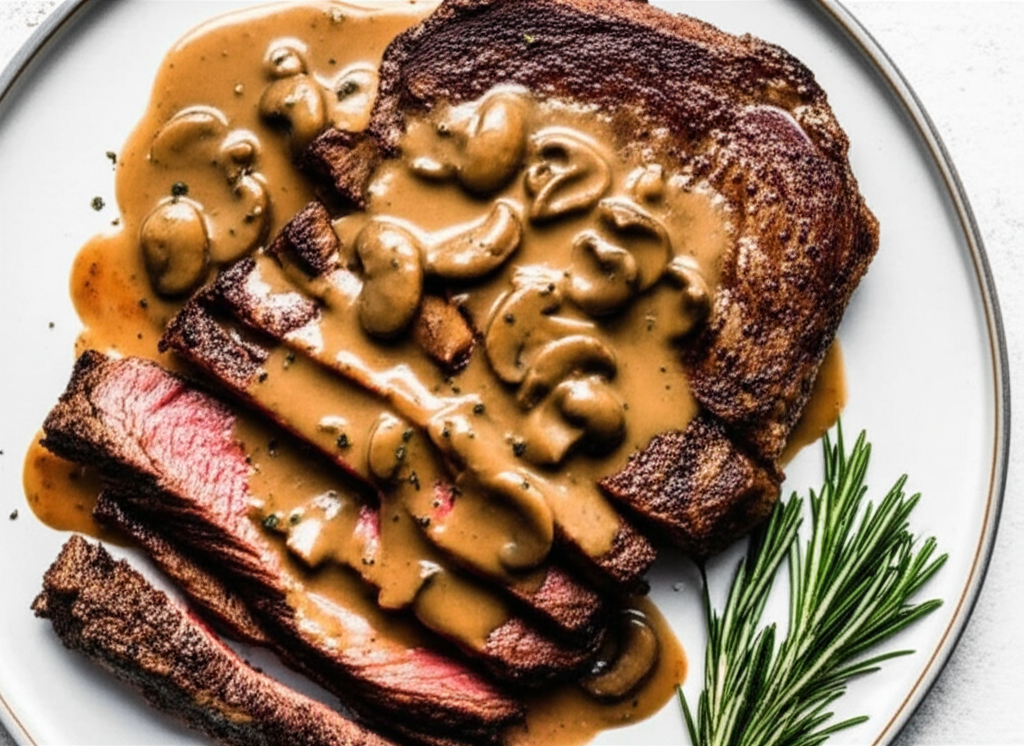 Amazing Rib Eye Steaks With Marsala Sauce image