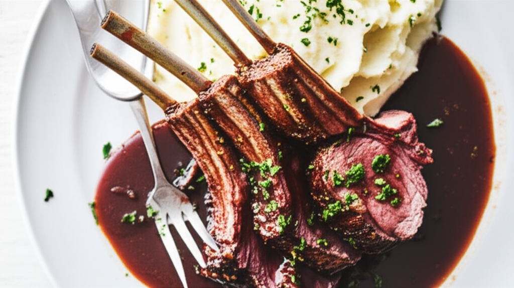 Amazing Simple Rack Of Lamb With Cabernet Sauce image