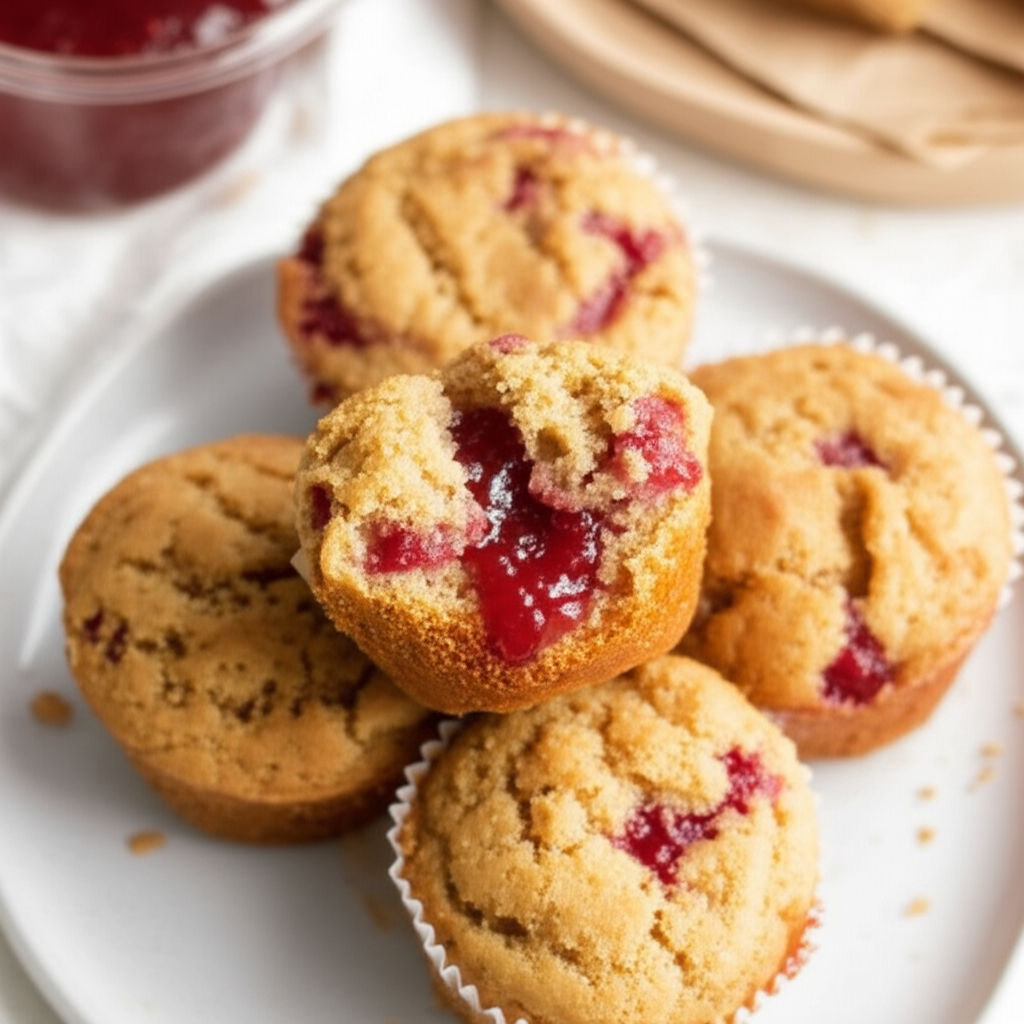 Peanut Butter Jam Sandwich Muffins image