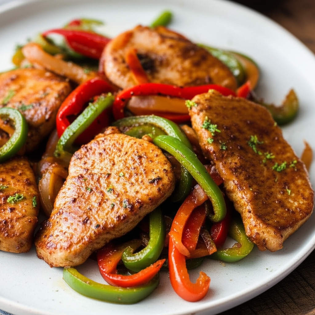Ancho Pork Chops And Peppers image