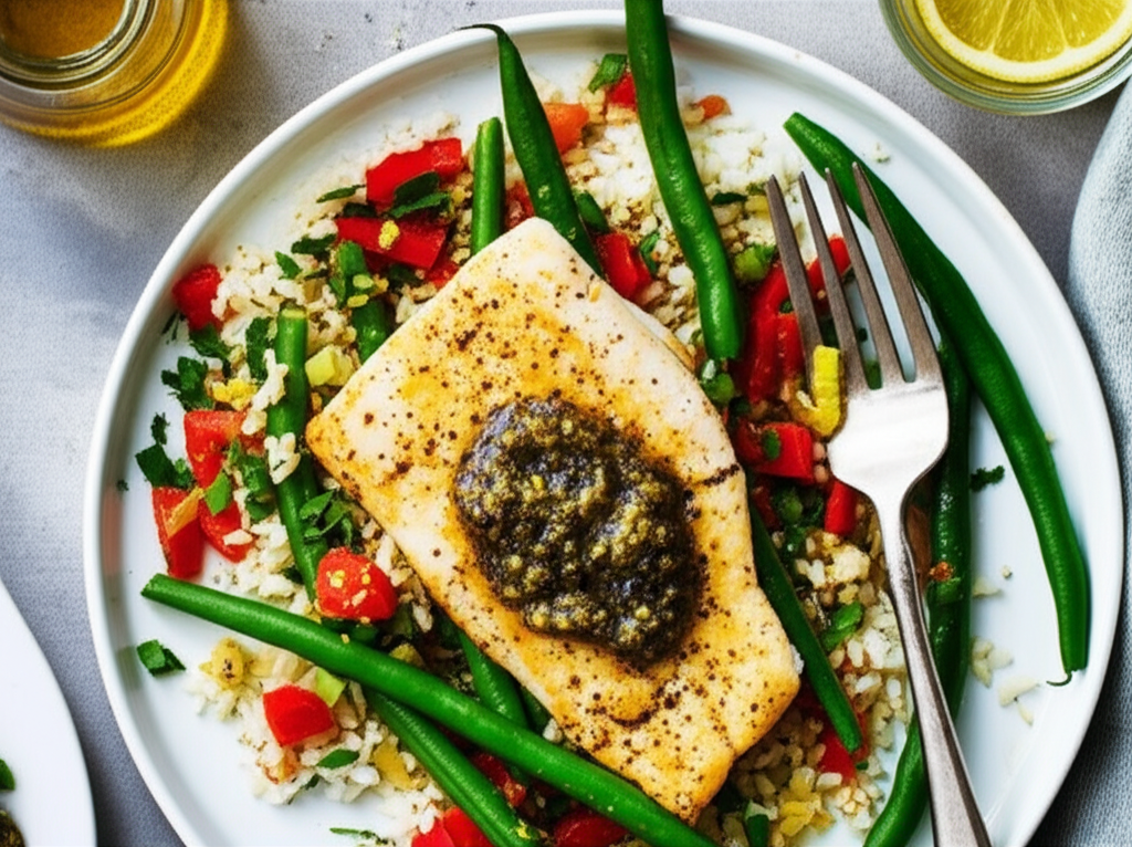 Anchovy Butter Fish With Rice Salad image