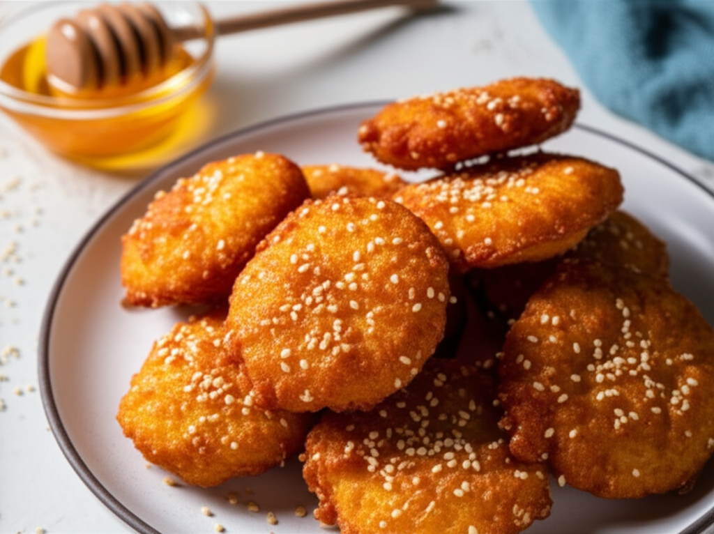 Ancient Honey And Sesame Fritters Arxaies Tiganites Me Meli K image
