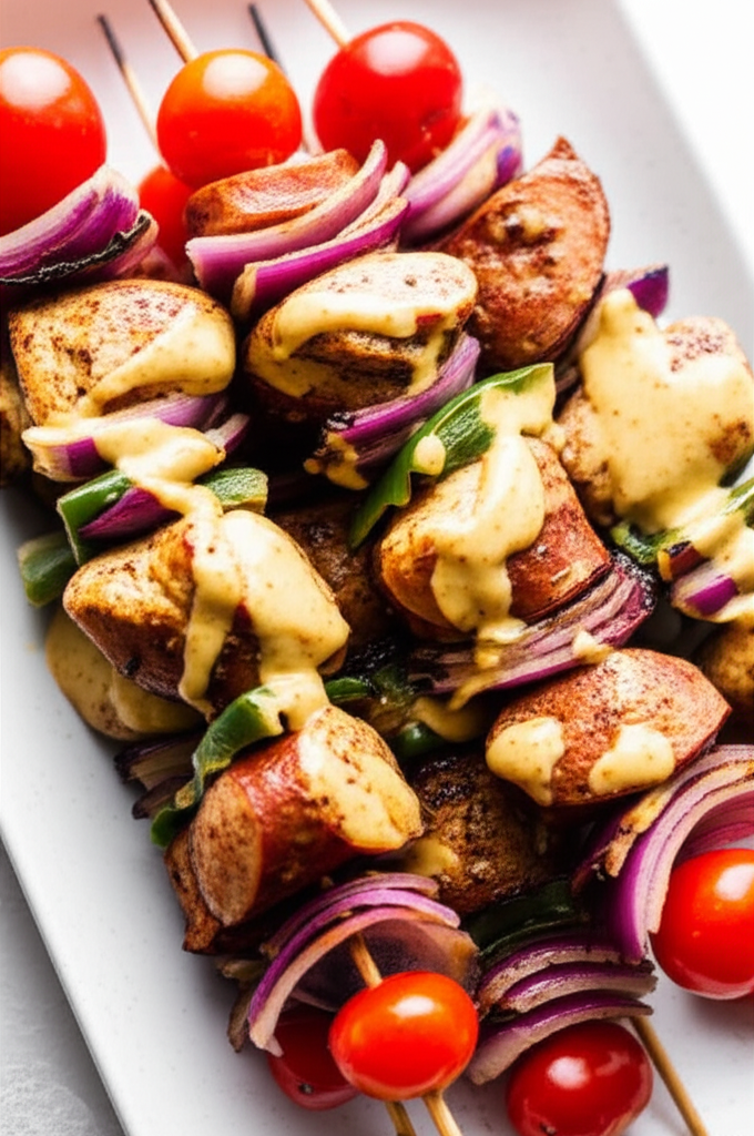 Andouille And Chicken Kabobs With Creole Mustard image