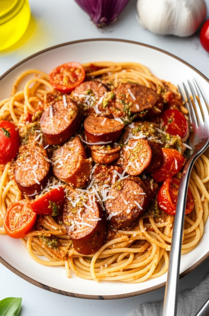 Andouille Sausage Tomato Pasta image