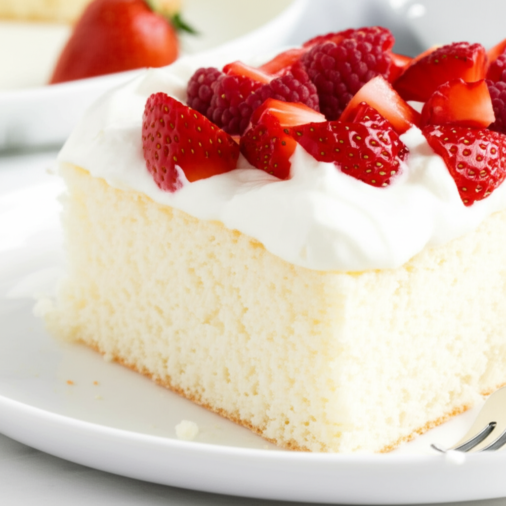 Angel Food Cake With Lemon Cream And Berries image