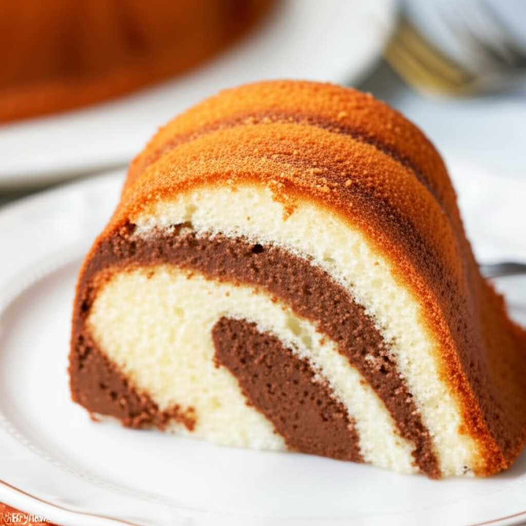 Angel Food Cocoa Swirl Cake Very Low Fat image