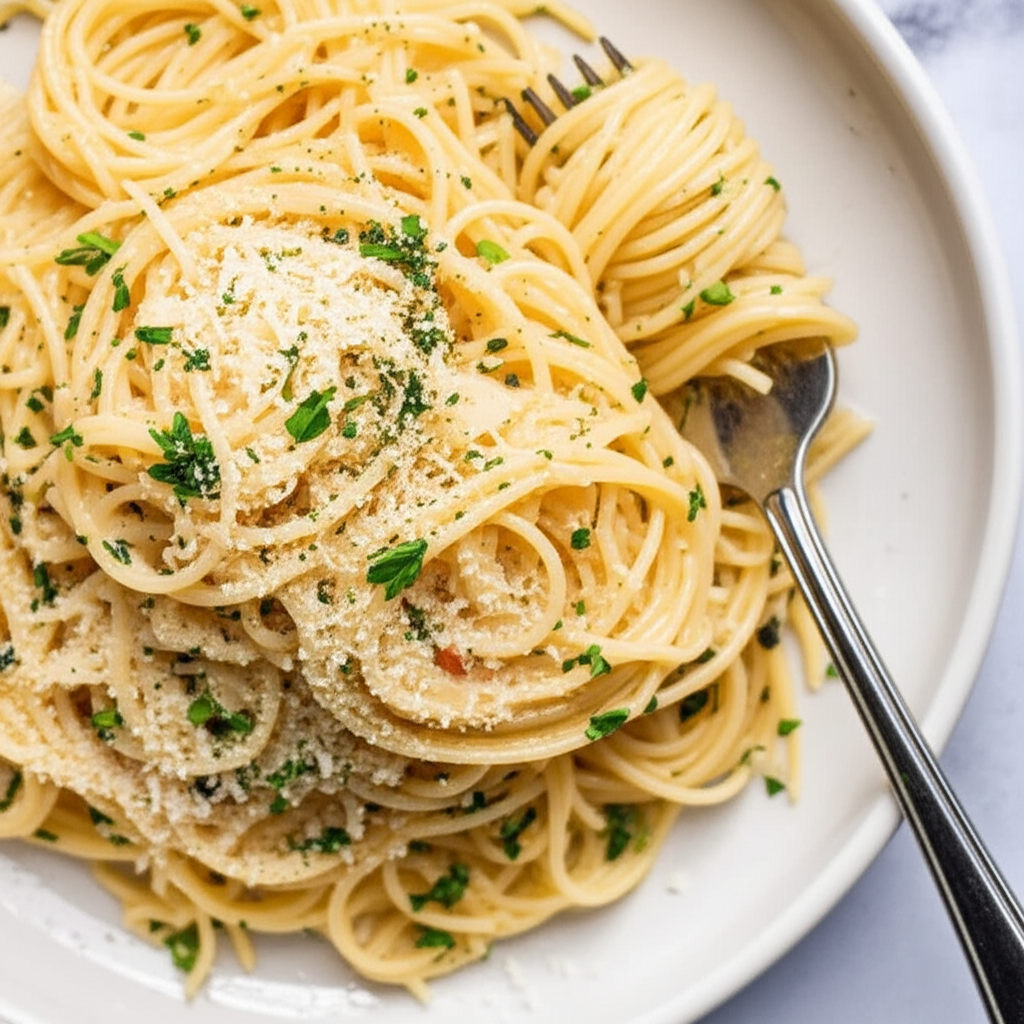 Angel Hair Pasta In Garlic Sauce image