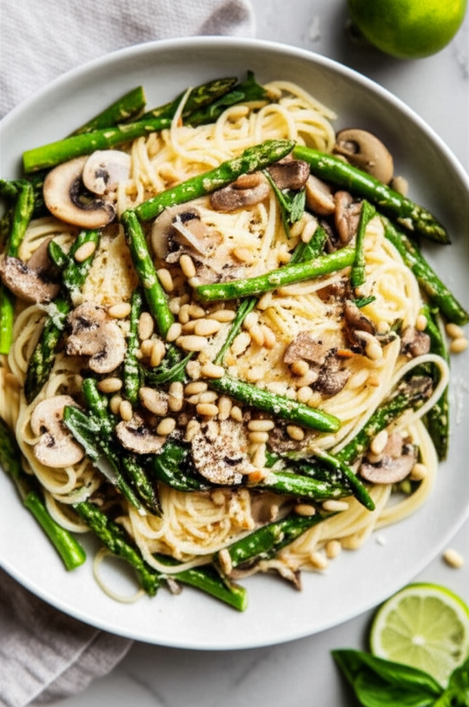 Angel Hair Pasta With Arugula And Asparagus image