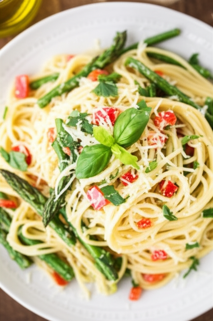 Angel Hair Pasta With Creamy Asparagus Sauce image