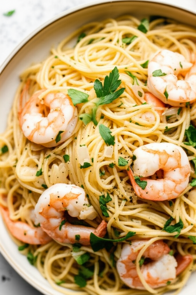 Angel Hair Pasta With Garlic Shrimp image