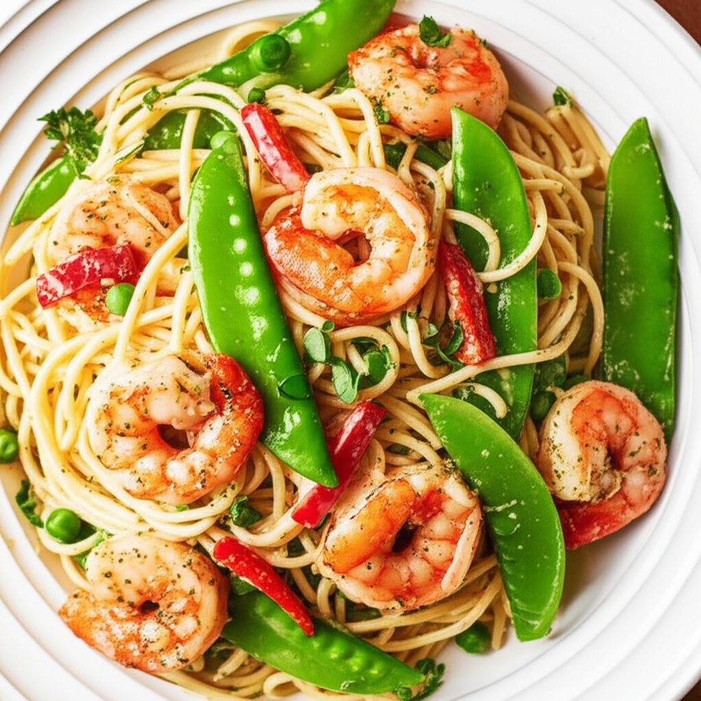 Angel Hair Pasta With Shrimp And Snow Peas image