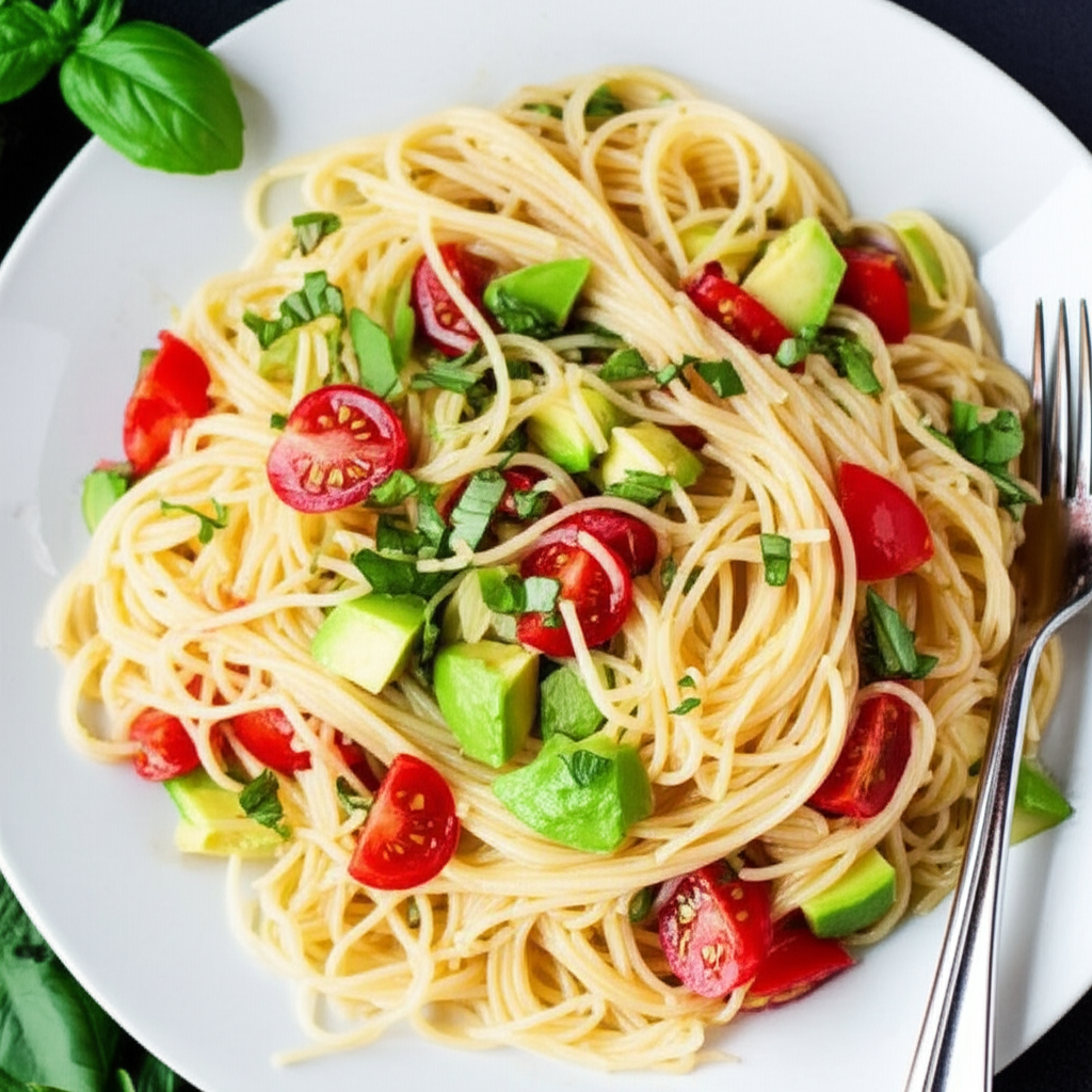 Angel Hair With Avocado And Tomatoes image