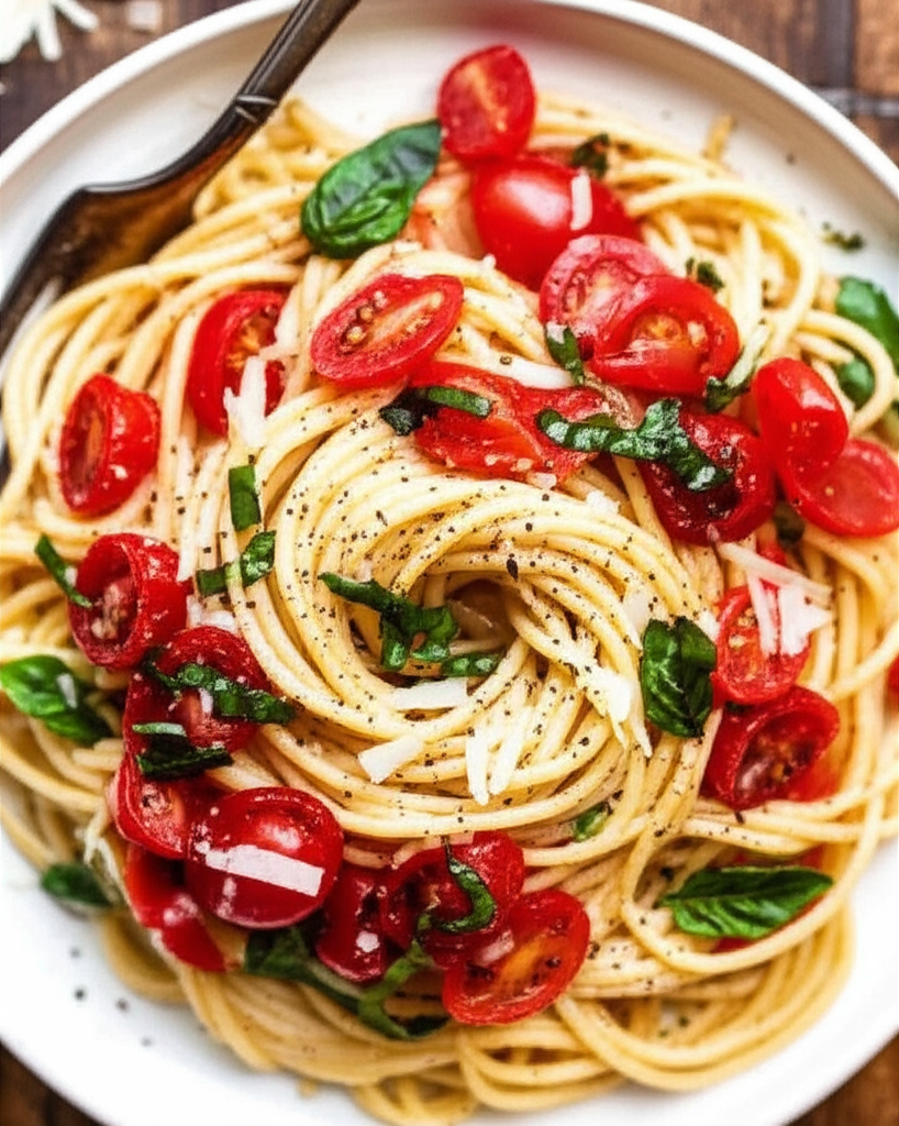 Angel Hair With Tomatoes Basil Garlic image