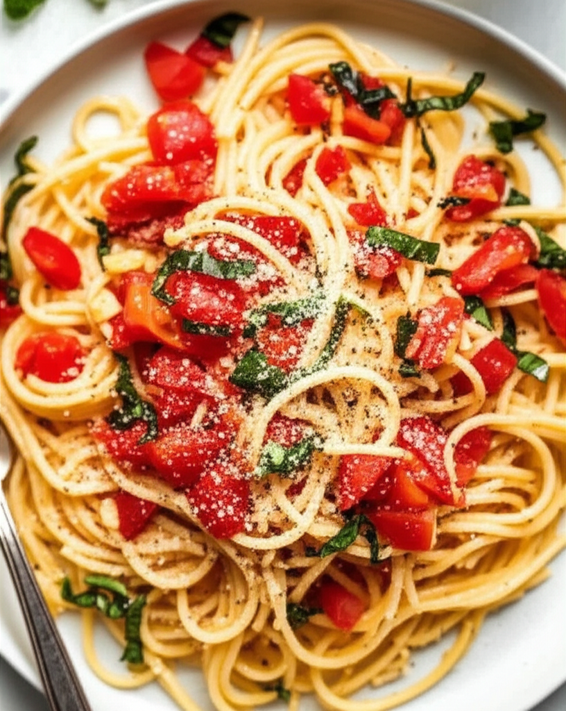 Angel Hair With Tomatoes Basil Garlic image