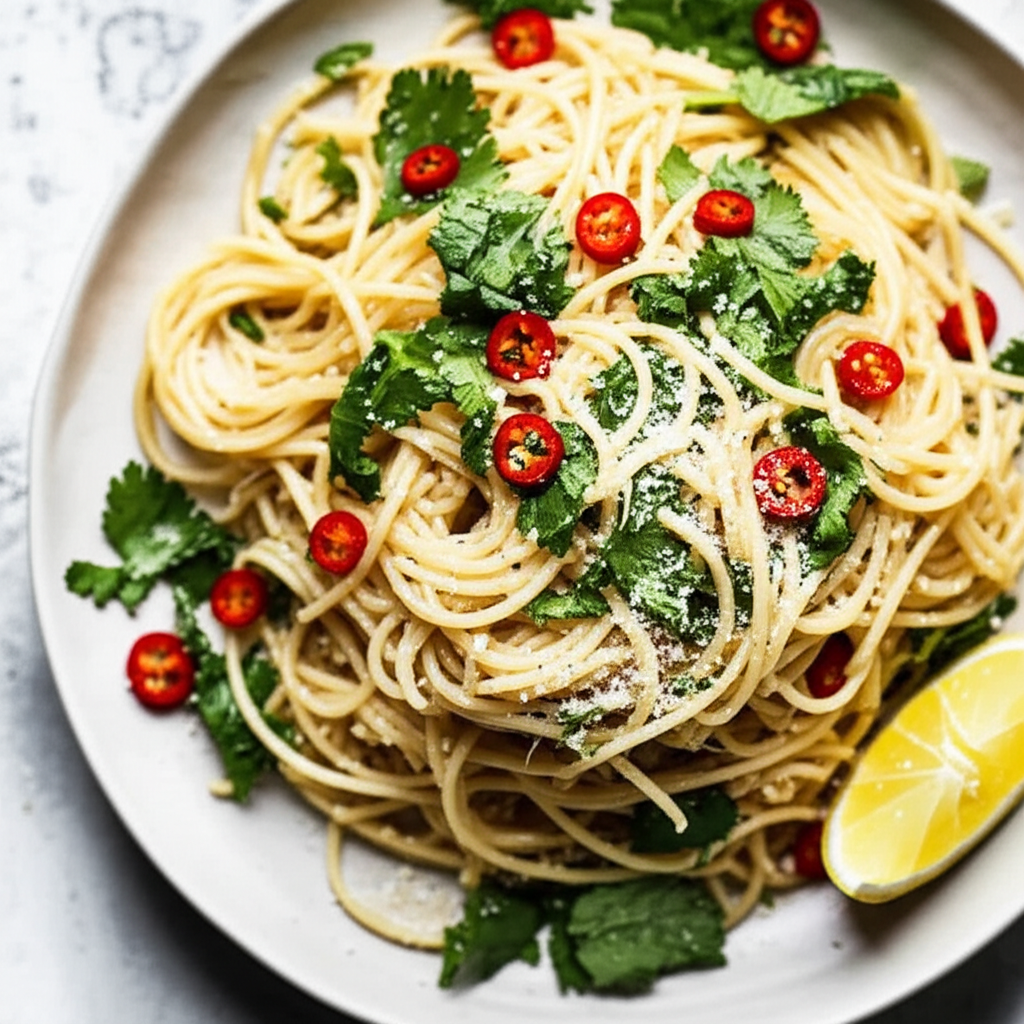 Angel Hair Pasta With Coriander And Chilli image