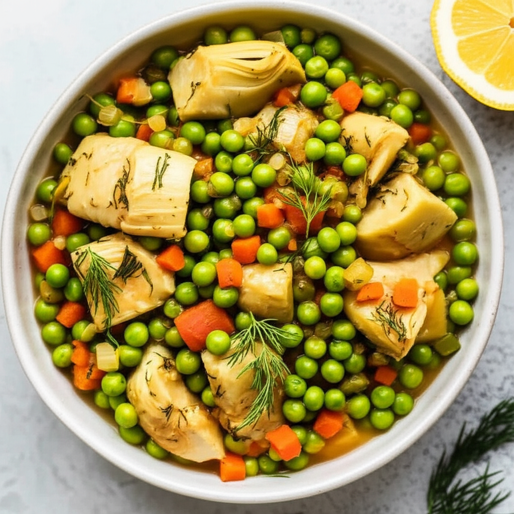 Anginares Me Araka Artichoke And Pea Stew image