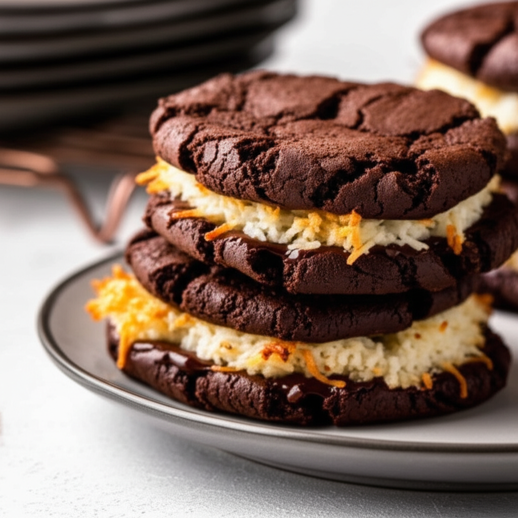 Coconut Macaroon Filled Chocolate Cookies Better Than Mounds image
