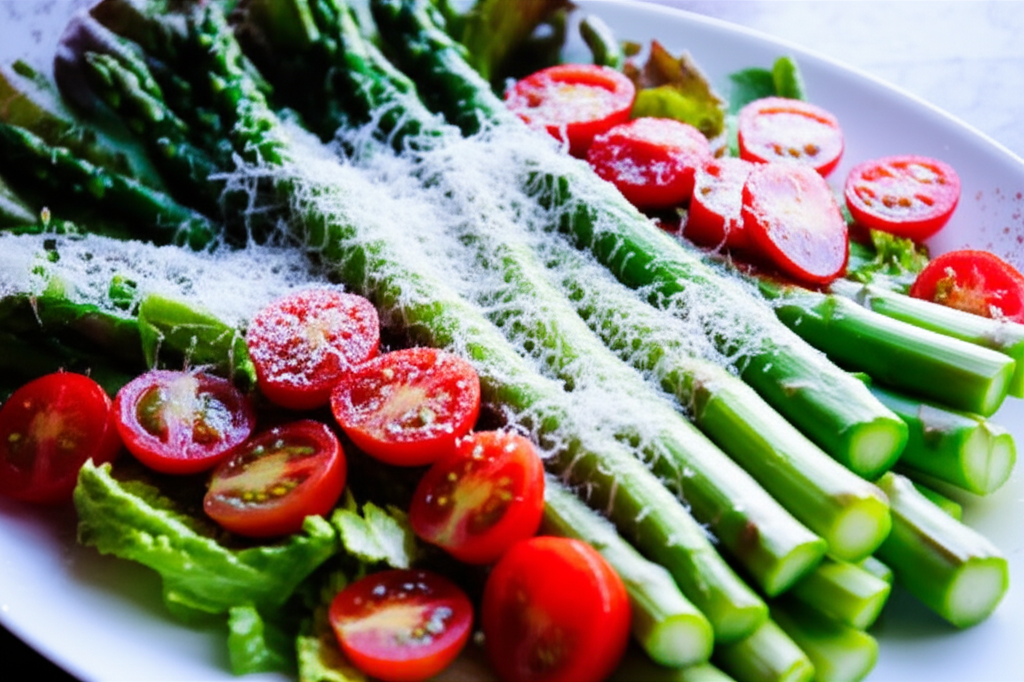 Antipasto Of Asparagus With Freshly Grated Parmigiano Cheese image