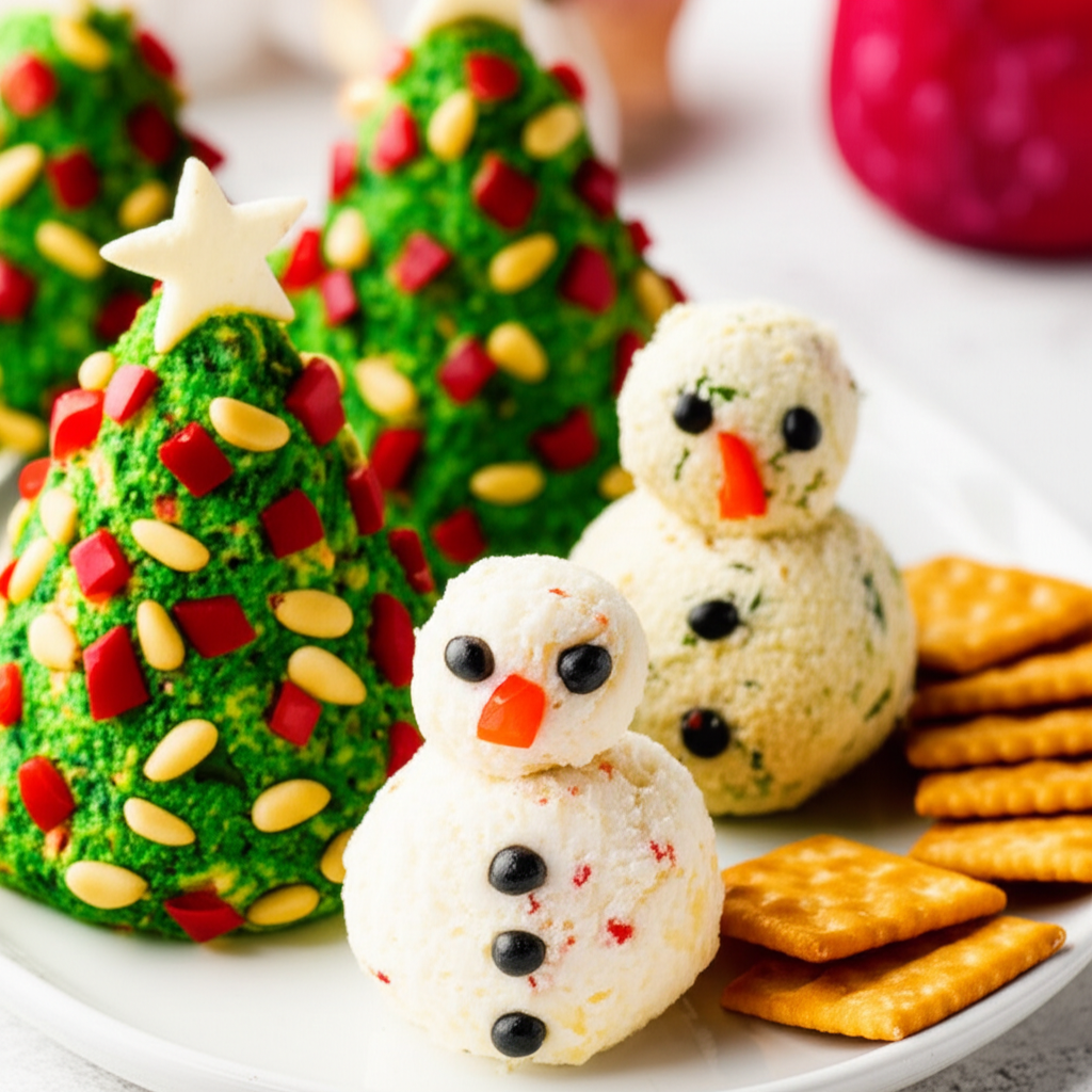 Appetizer Cheese Trees Or Snowmen image